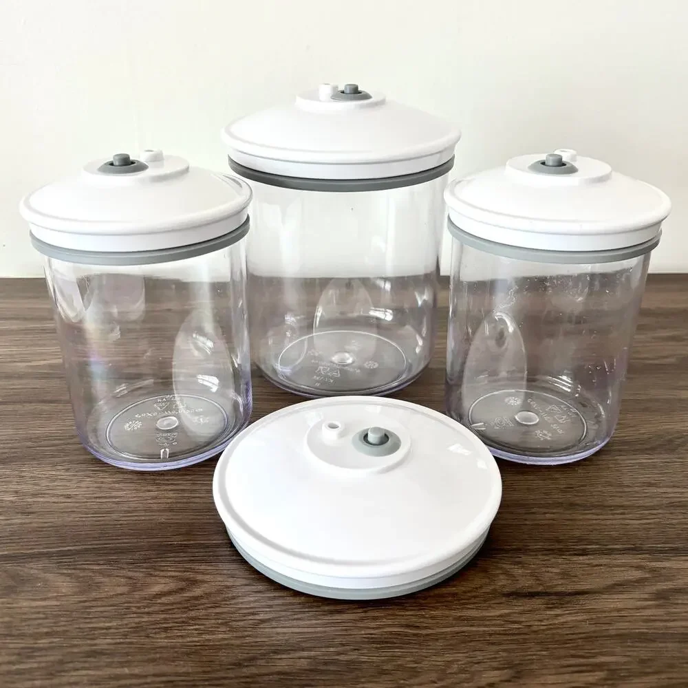Food Saver Canisters With Lids - 25oz and 50oz - Clear White
